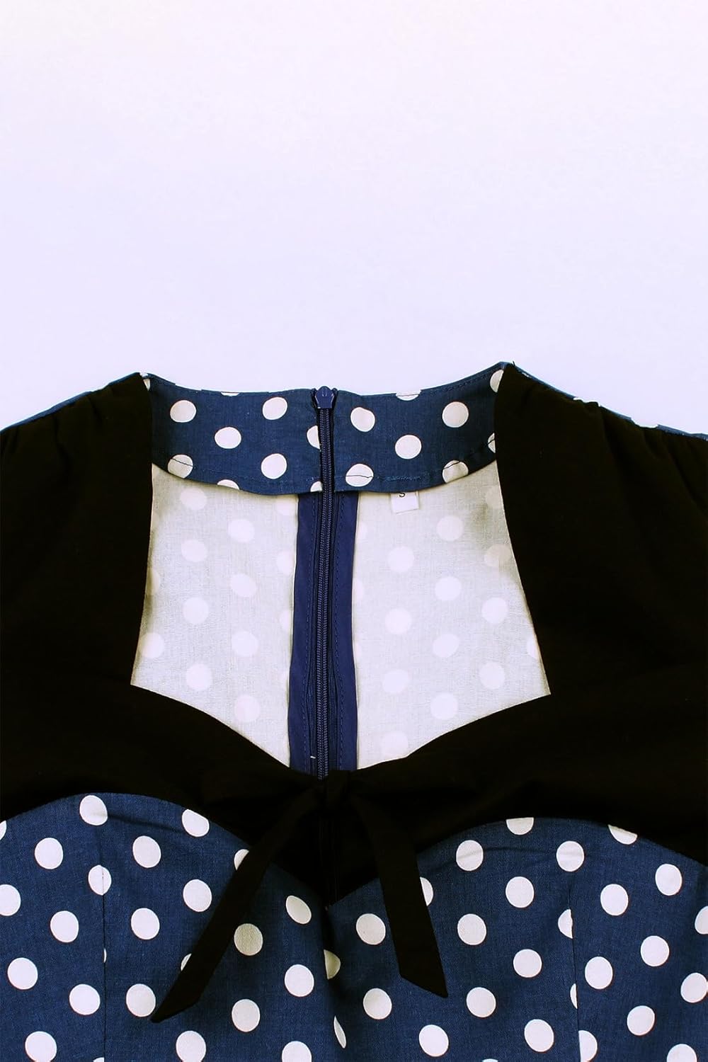 AXOE Damen 60er Jahre Polka Dot Vintage Rockabilly Kleid Abendkleider Navy L, Navy L