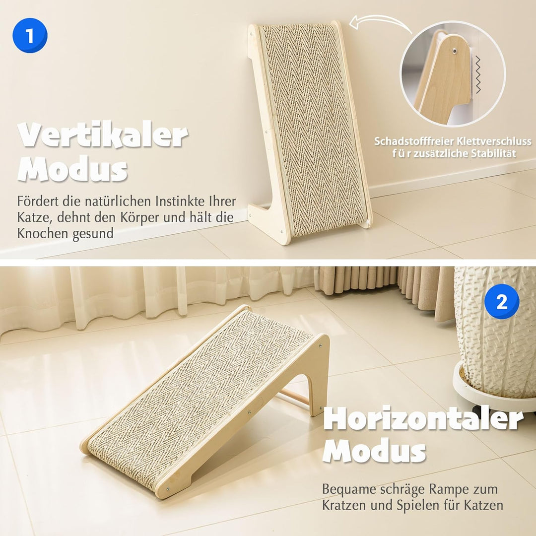 PETKARAY L-förmiges Dual-Use Sisal Kratzbrett für Katzen, 64 cm Hohe Kratzsäule aus Natürlichem Sisa