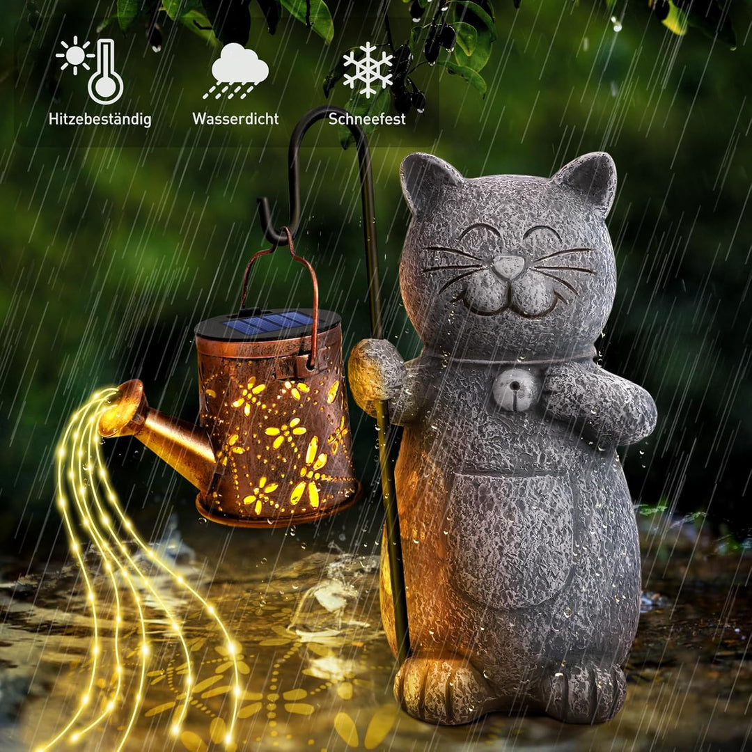 Hinshark Geschenke für Frauen Mama, LED Deko Katze Gartenstatuen, Geschenke für Frauen Weihnachten,