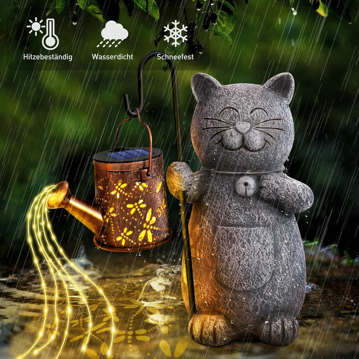 Hinshark Geschenke für Frauen Mama, LED Deko Katze Gartenstatuen, Geschenke für Frauen Weihnachten,