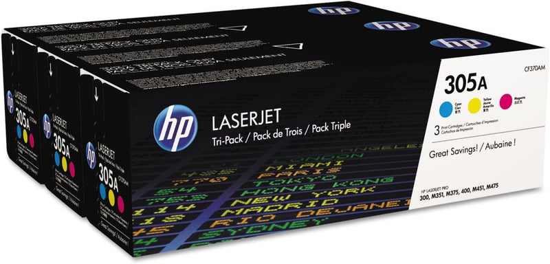 HP 305A (CF370AM) Multipack Original Toner 1xBlau, 3er-Pack, cyan/magenta/gelb