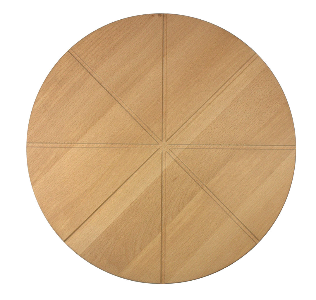 EFO Pizzateller Holz 35 cm | Pizzabrett gross aus langlebigem Buchenholz | Schneidebrett mit 8-fache