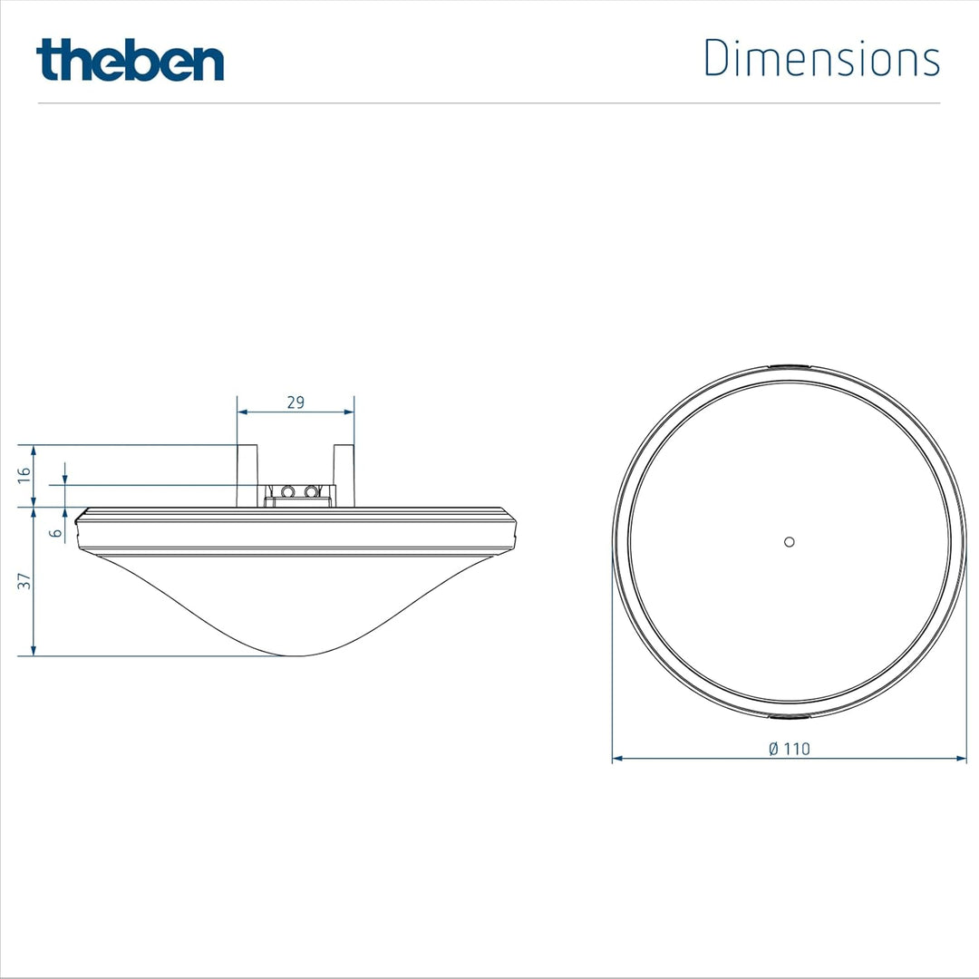 Theben 2079000 thePrema P360 KNX UP WH – KNX – Präsenzmelder Passiv-Infrarot – PIR – 360°, THEPREMA