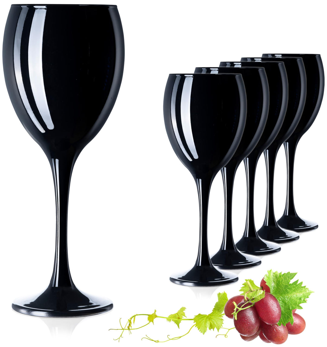 PLATINUX Schwarze Weingläser aus Glas Wasserglas Set 6 Teilig max. 320ml Getränkeglas Weissweingläse
