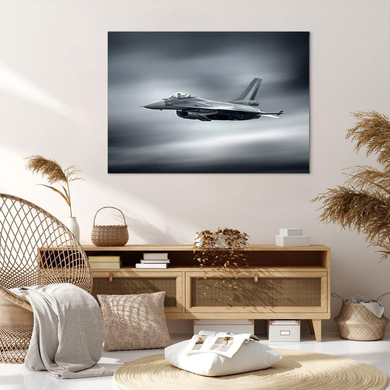 ARTTOR Bilder auf Leinwand 100x70cm Leinwandbild Flugzeug Himmel Flug Gross Wanddeko Bild Schlafzimm