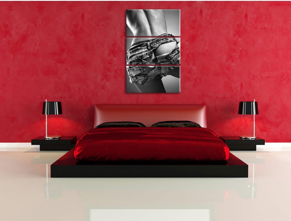 Pixxprint sexy Frauenhintern in Hotpants als Leinwandbild/Grösse: 3 Teilig (120x80) cm/Wandbild/Kuns