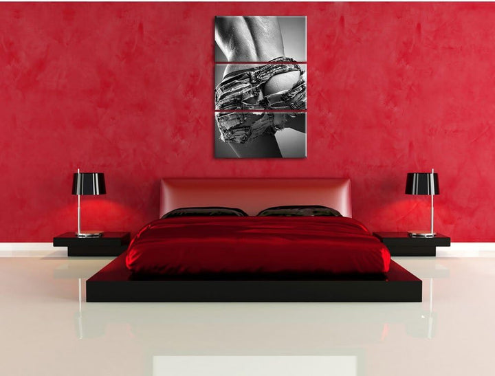 Pixxprint sexy Frauenhintern in Hotpants als Leinwandbild/Grösse: 3 Teilig (120x80) cm/Wandbild/Kuns