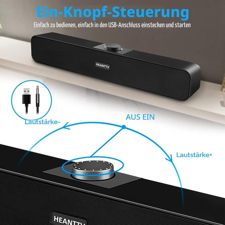 Computer Lautsprecher, 2.0 USB 3W*2 Verdrahtet Angetrieben mit 2 Membranen Verdrahtet Soundbar mit S