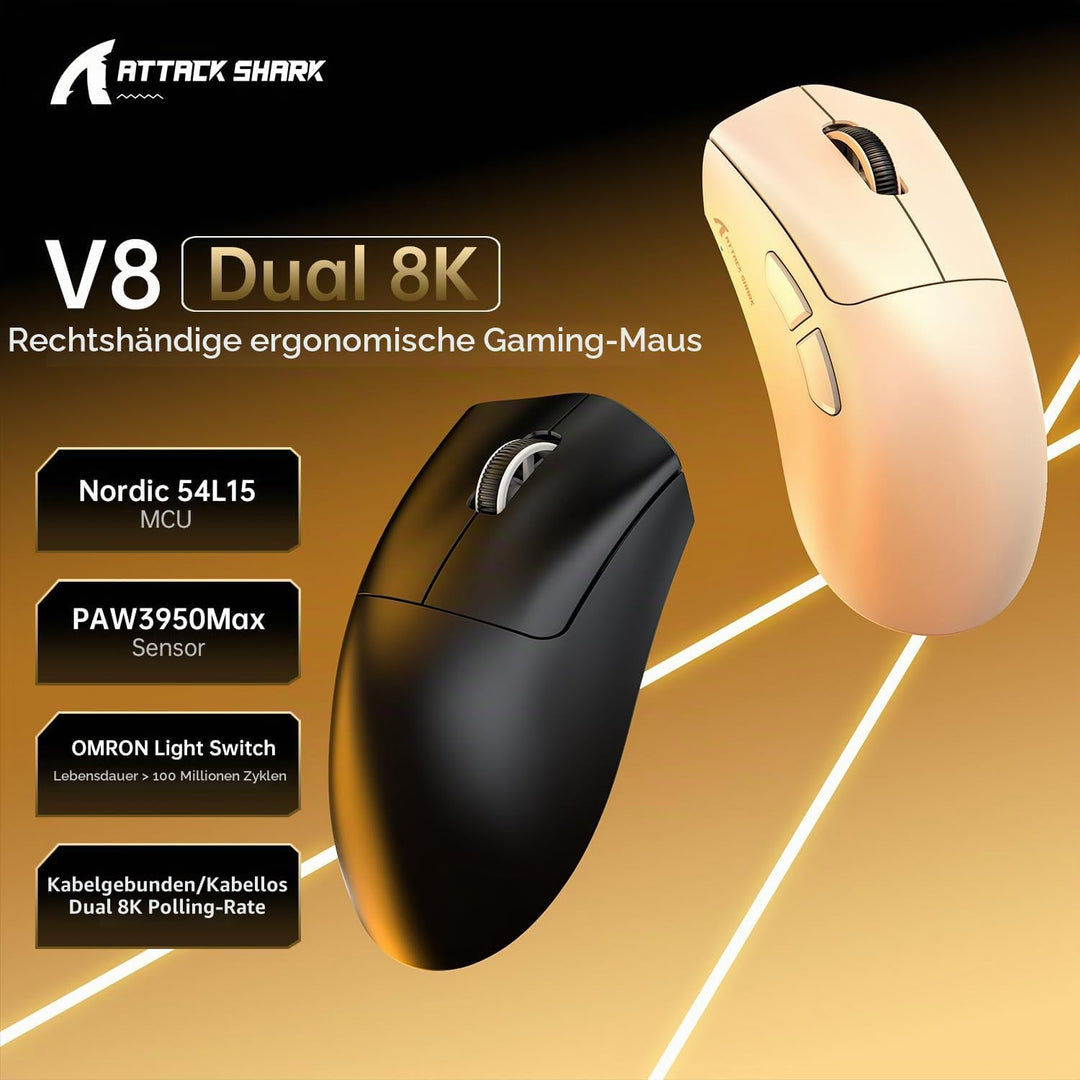 MAMBASNAKE x Attack Shark V8 Wireless Gaming Mouse, 59g Ultra-Lightweight, PAW3950MAX Sensor, Shark