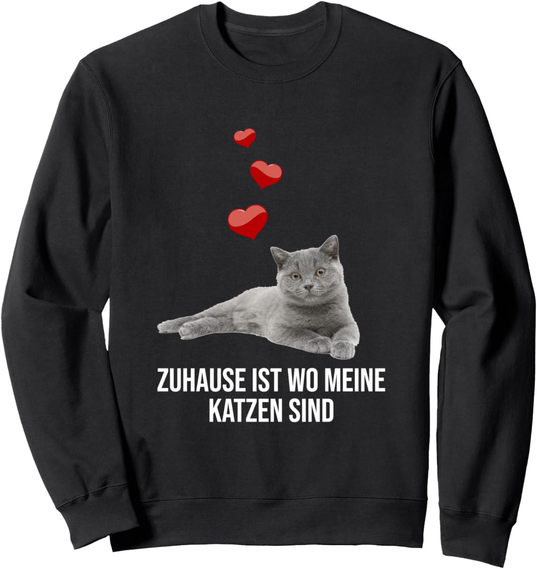 Zuhause Ist Wo Meine Katzen Sind Herz Kartäuser Katze Sweatshirt