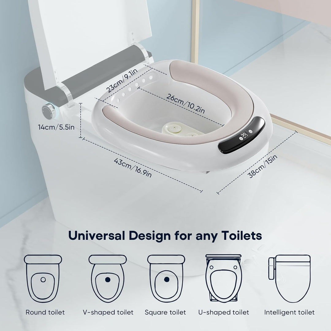 Elektrischer Sitzbad, Sitzbadewanne für Toilette mit Doppelreinigungsmodi, 3 Intensitätsstufen und L