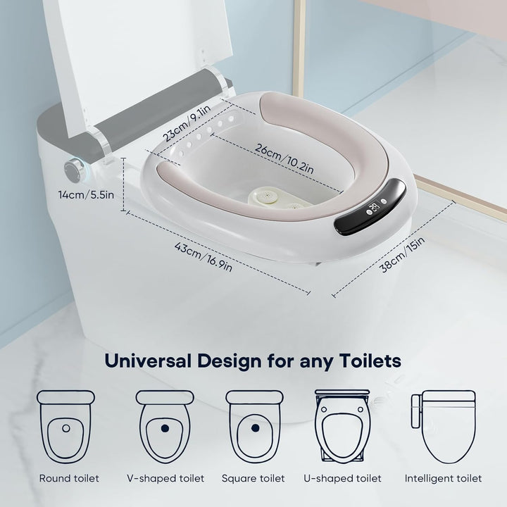 Elektrischer Sitzbad, Sitzbadewanne für Toilette mit Doppelreinigungsmodi, 3 Intensitätsstufen und L
