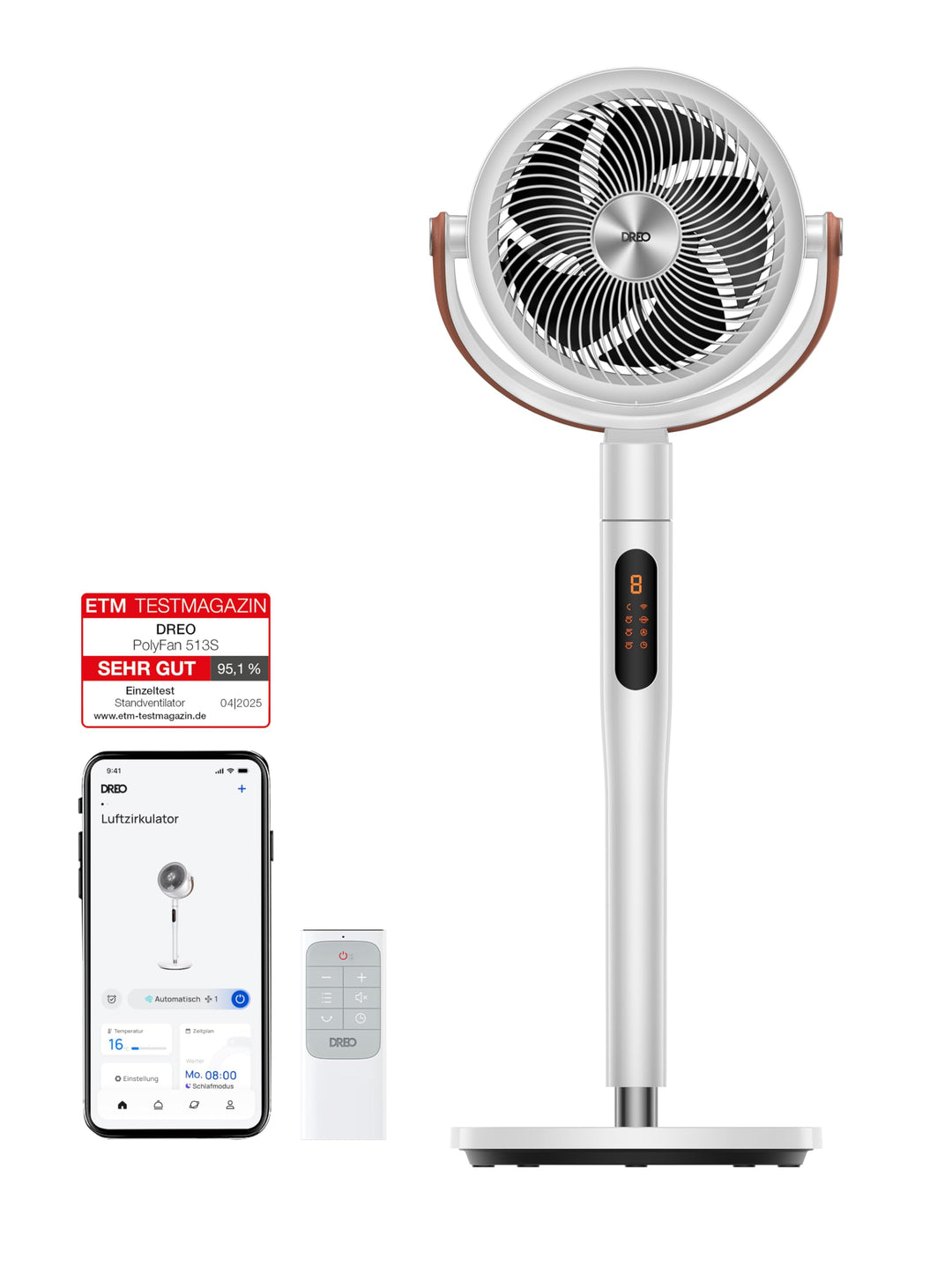 Dreo 25dB leiser Smart Standventilator, 30M Windentfernung 1500m³/h Luftvolume Turbo-Luftzirkulator