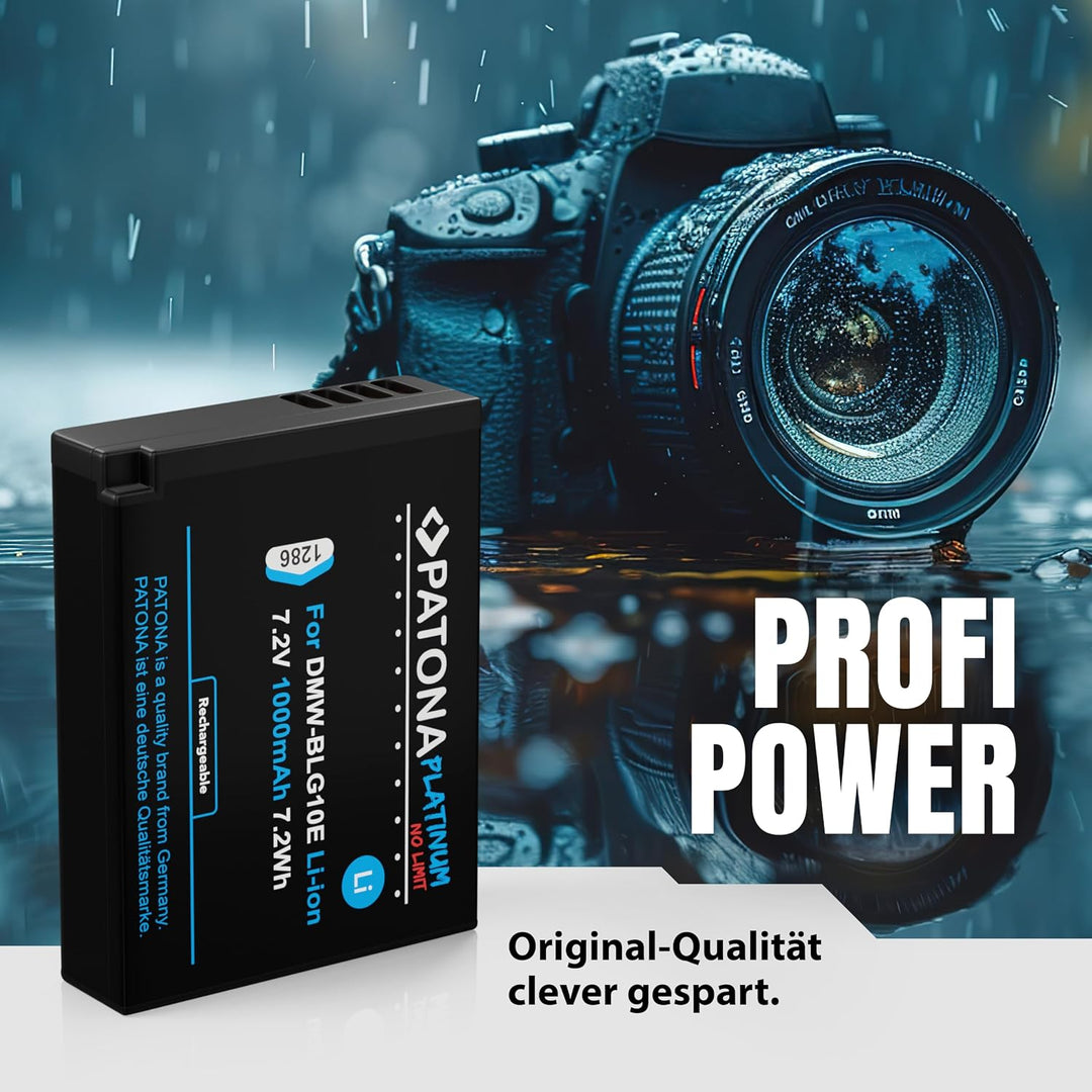 2X PATONA Platinum Akku DMW BLG10 E (1000mAh) - Kompatibel mit Panasonic Lumix DC GX9 TZ202 TZ96 TZ9