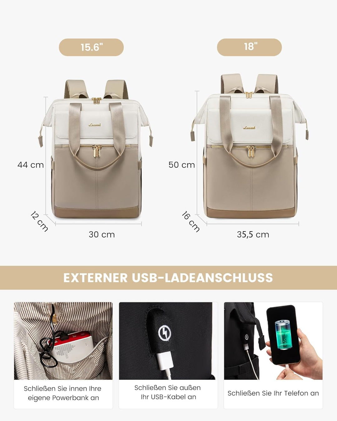 LOVEVOOK Rucksack Damen gross, 18 Zoll Laptop Schulrucksack Teenager, Arbeitstasche SChultasche mit