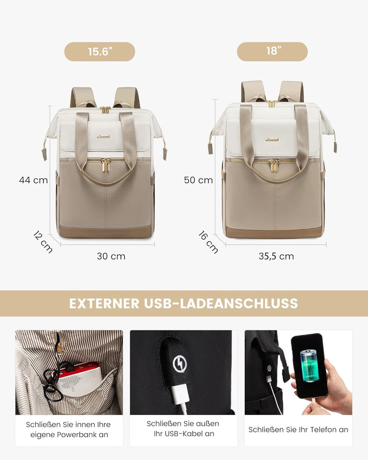 LOVEVOOK Rucksack Damen gross, 18 Zoll Laptop Schulrucksack Teenager, Arbeitstasche SChultasche mit
