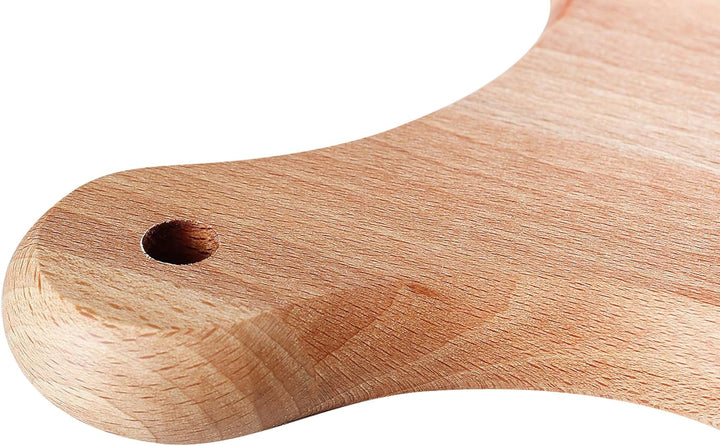 Wooden World - Runder Pizzateller aus massivem Holz, Schneidebrett mit Griff, zum Servieren von Pizz