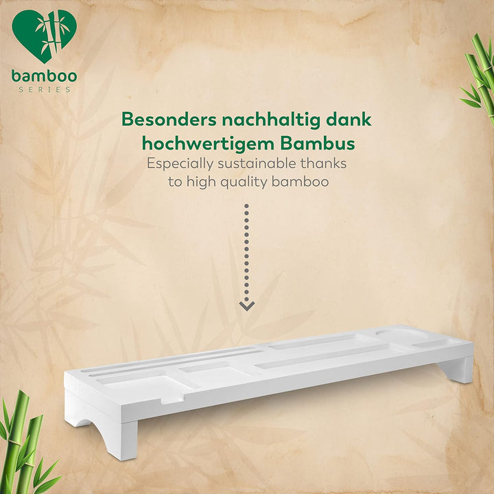 Rubberneck Bambus Schreibtisch Organizer mit Handy-, Tablethalterung - für Tastatur, Maus, Büro Zube