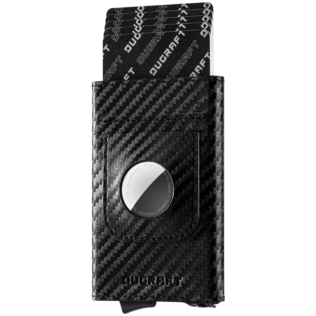 DUGRAFT Pop Up Wallet mit AirTag Halter, Schlankes Minimalistisches Smart Wallet für Männer, RFID-Bl