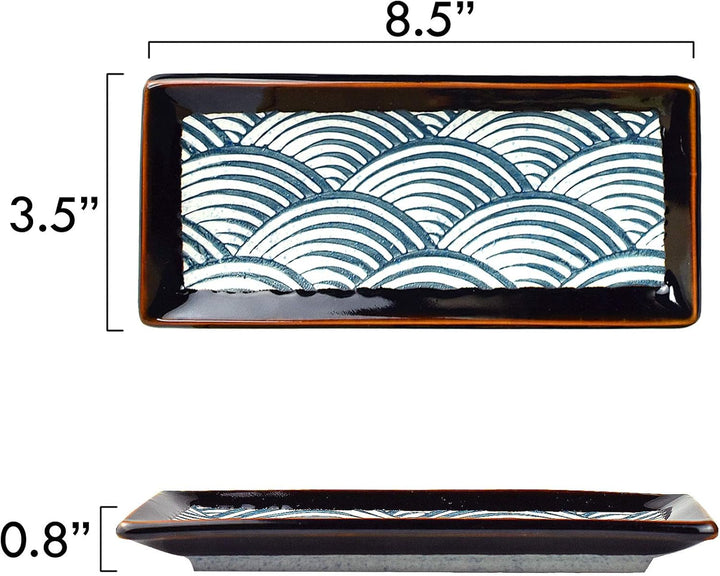 Artcome 8 Stück Japanisches Keramik Sushi Platte Geschirr Set für Hochzeit Housewarming - 2 Sushi Pl