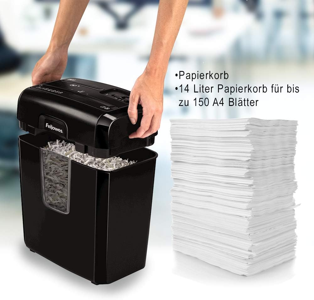 Fellowes Aktenvernichter 8 Blatt Partikelschnitt (P4), Papierschredder für Zuhause, Powershred 8C, S