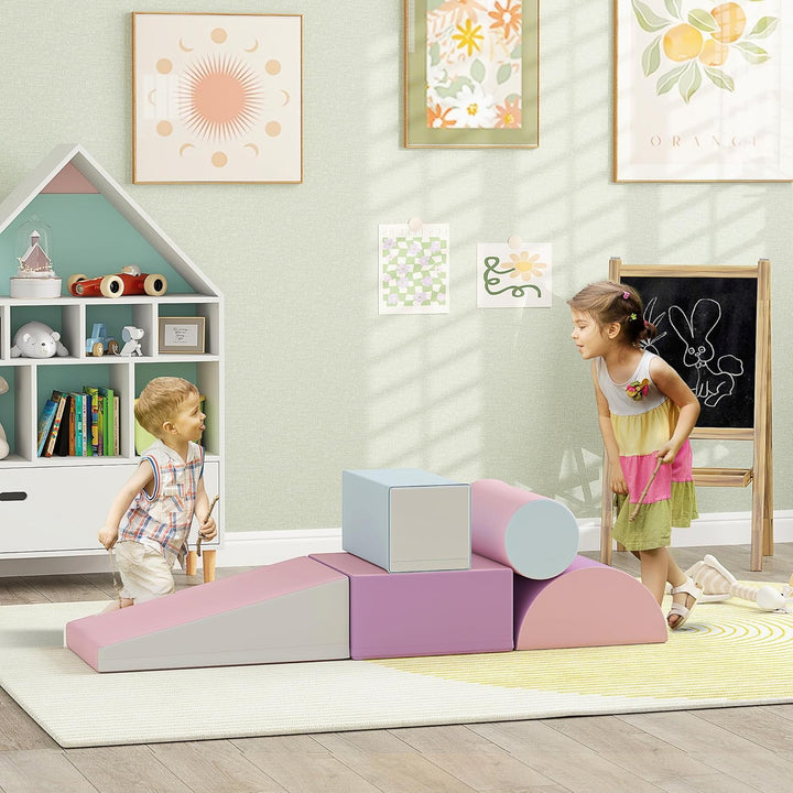 HOMCOM 5 TLG. Schaumstoff Bausteine Kinder Softbausteine Klettern Bauklötze Weiche Schaumstoffbauste