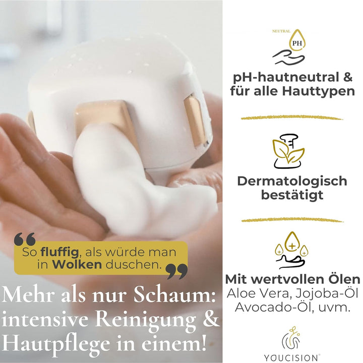 3-in-1 Duschschaum Spender – individuell mischbar & nachfüllbar – vegan, hautfreundlich & nachhaltig