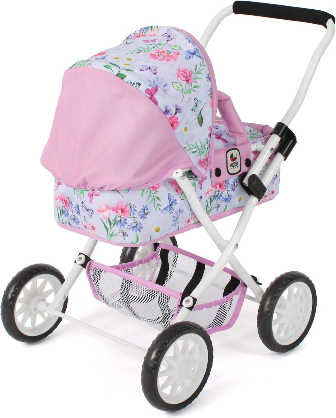 Bayer Chic 2000 - Puppenwagen Smarty, Kleiner Puppenwagen für Kinder ab 2 Jahren, Flowers, rosa, 555