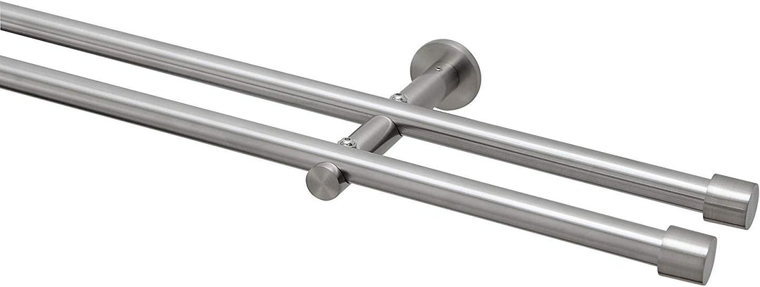 Garduna Gardinenstange Ø 16mm 2-Lauf Edelstahl-Look Metall, 160cm 160cm… 2-lauf Edelstahl Optik, 160