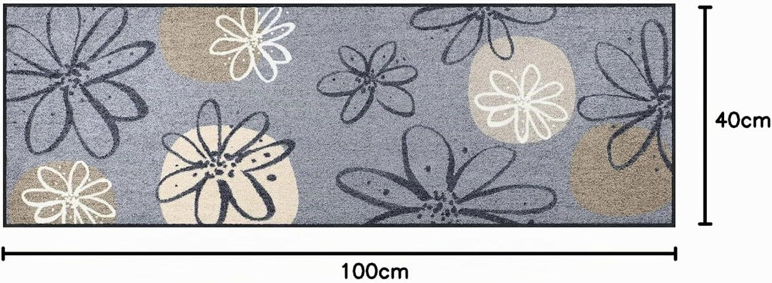 Erwin Müller Fussmatte Koblenz, Schmutzfangmatte, Fussabtreter rutschhemmend, Blumenmotiv grau/braun
