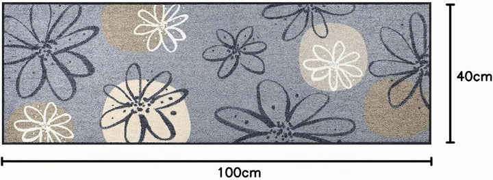 Erwin Müller Fussmatte Koblenz, Schmutzfangmatte, Fussabtreter rutschhemmend, Blumenmotiv grau/braun