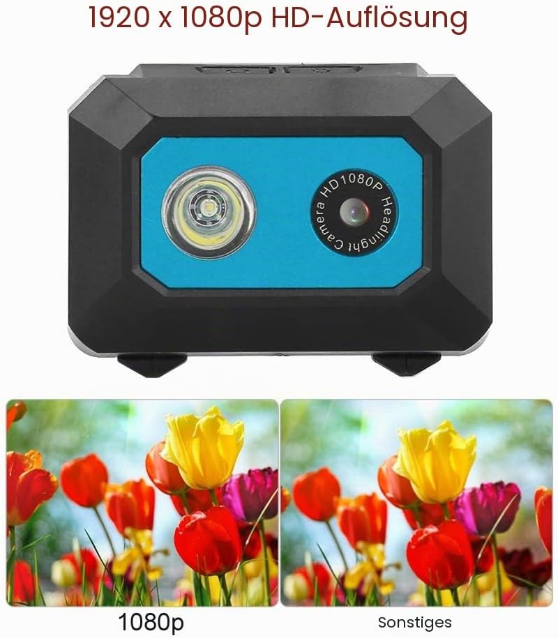 KIMISS Super HD 1080P DV Sportkamera, am Kopf montierter Action Video Camcorder, DVR Recorder Kopfka