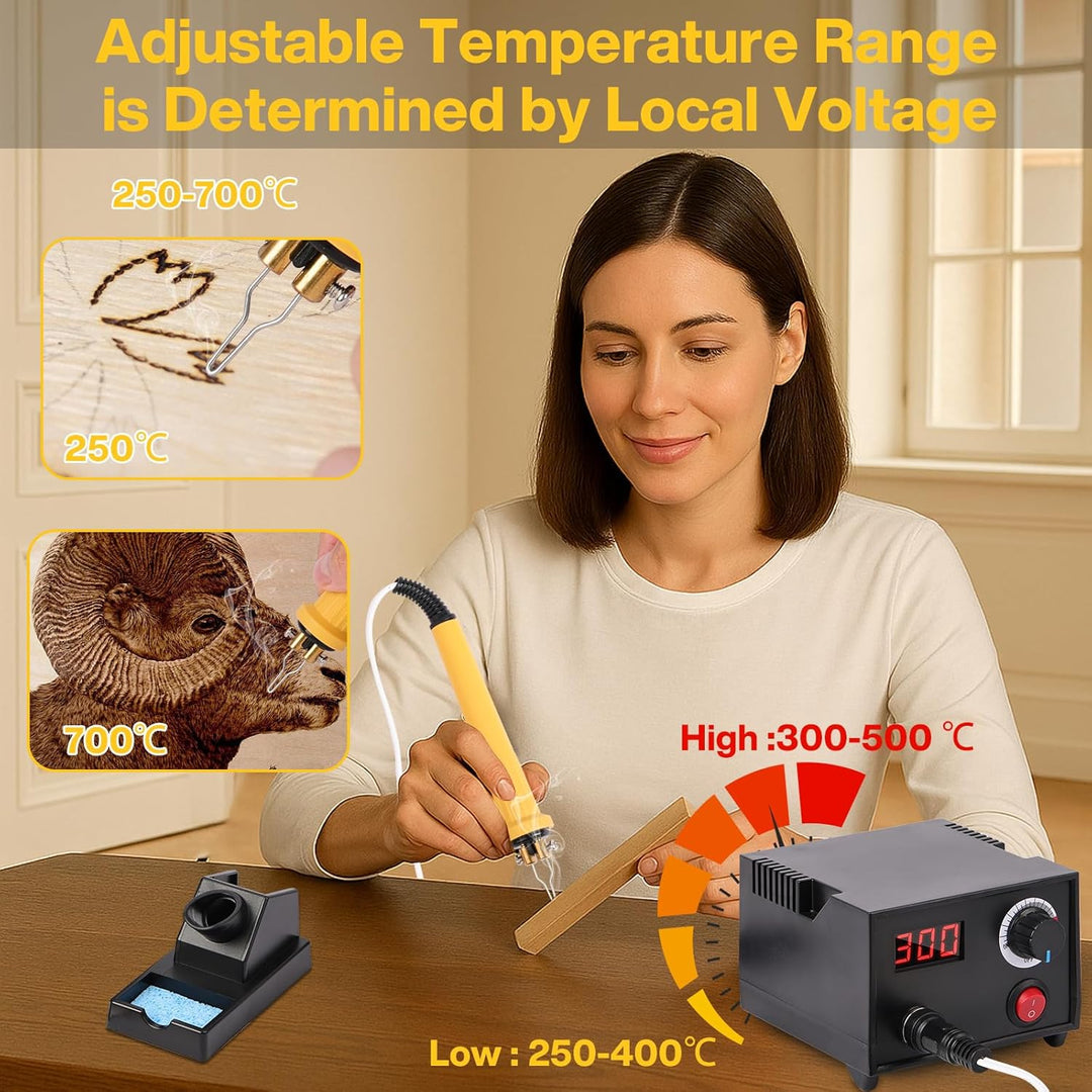 Holzbrenner zum Gravieren LCD-Display, Pyrography Machine mit 20 Spitzen, 250–750°C, für Holz Leder