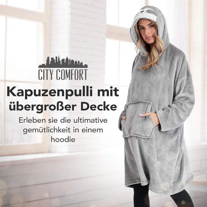 CityComfort Oversized Hoodie, Riesig Deckenpullover zum Faulenzen, Extra Bequem Hoodie Decke mit Ärm