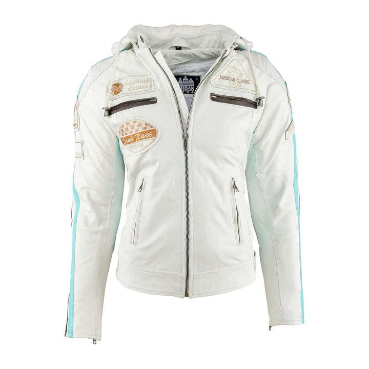 URBAN 5884 Motorradjacke Damen Mit Protektoren, Damenjacke aus Lammleder, Protektoren für Rücken, Sc
