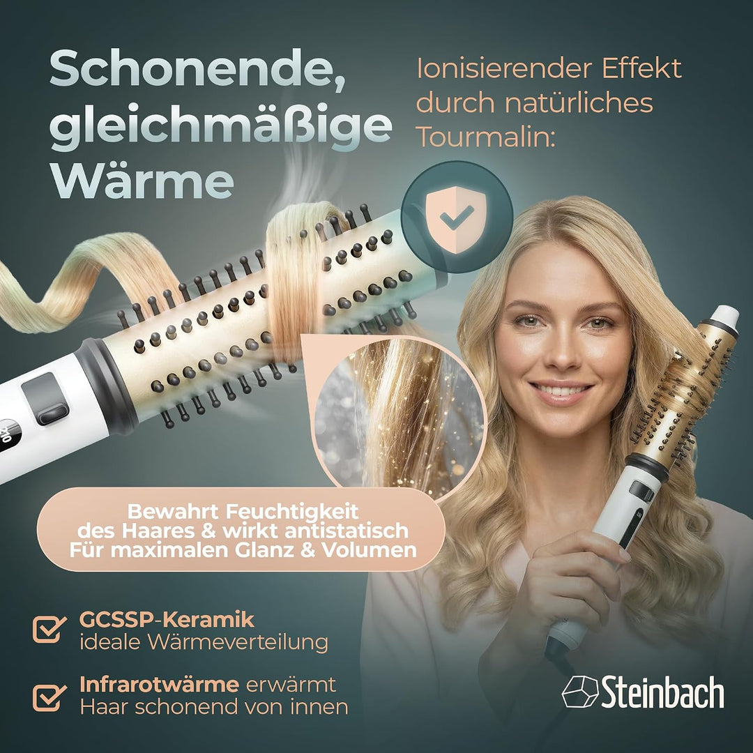 Steinbach Professional Reise-Curler Brush wet und dry mit einziehbaren Bürsten und LED Temperaturreg