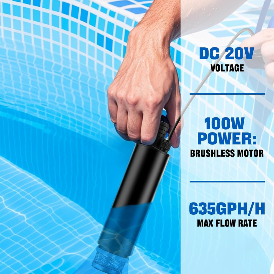 Tragbare Wasserpumpe Sumpfpumpe für Parkside 20V Akku, 120W, 12V Regenfass Wassertransferpumpe, Nutz