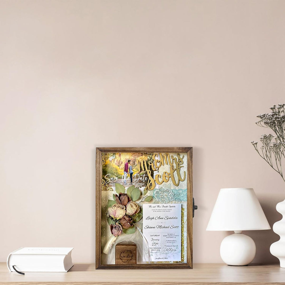 FramePro 3D Bilderrahmen 30x40 Grosse Schattenbox Vitrine Rahmen mit Glasfenstertür Erinnerungsstück