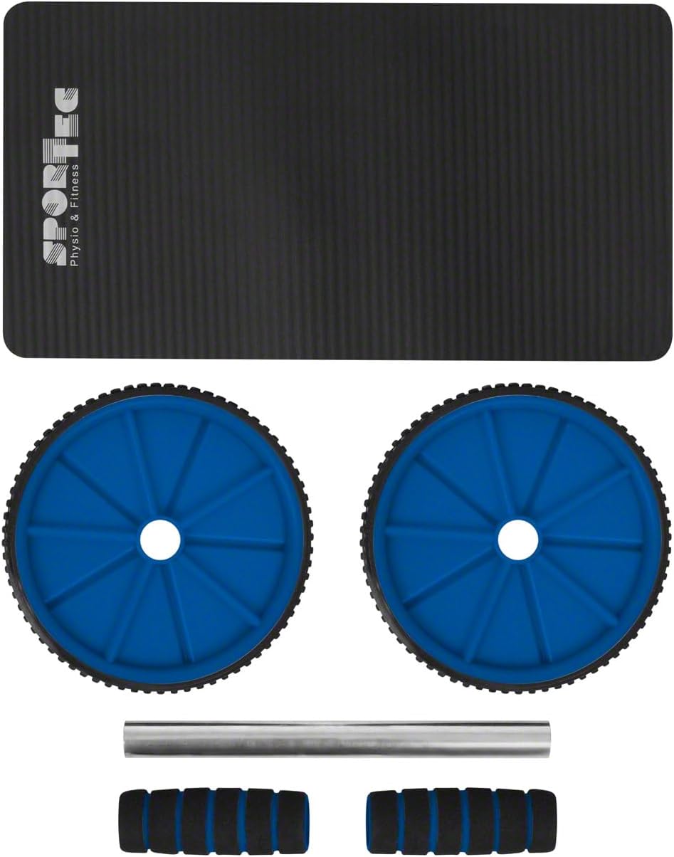 Fitness Set 4-TLG Push-Up Liegestütz Trainer Bauchtrainer Handtrainer Springseil Blau, Blau