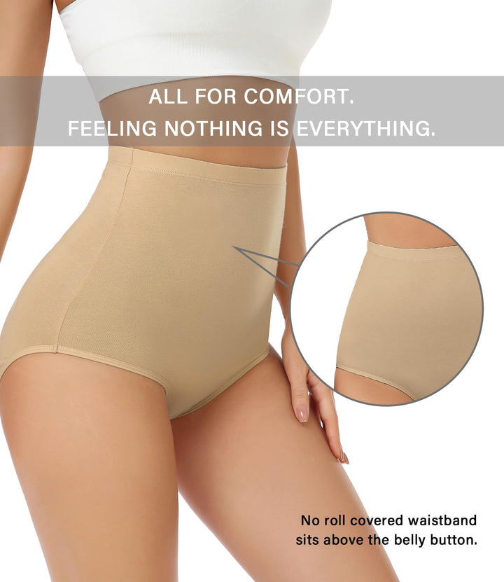 wirarpa Unterhosen Damen Baumwolle Unterwäsche Super Hohe Taille Frauen Slips 4er Pack M Beige, M Be