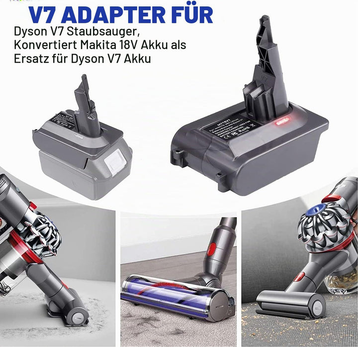 URUN für Dyson V7 Akku Adapter, MT18V7 Konvertiert für Makita 18V Lithium Akku auf für Dyson V7 Anim