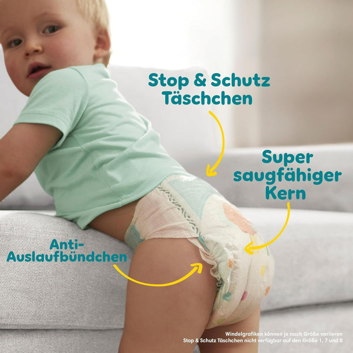 Pampers Windeln Grösse 5+ (12-17kg) Baby-Dry, Junior Plus, MONATSBOX, bis zu 12 Stunden Rundum-Ausla