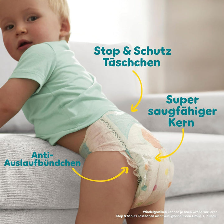 Pampers Baby-Dry Grösse 3, 222 Windeln, 6kg-10kg, Bis zu 100% Auslaufschutz & Komfort die ganze Nach