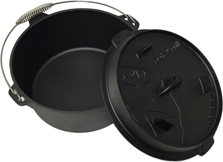 GEDA Grill Dutch Oven 5.6L ohne Füsse, Gusseisentopf Feuertopf aus Gusseisen, pre-seasoned Schmortop