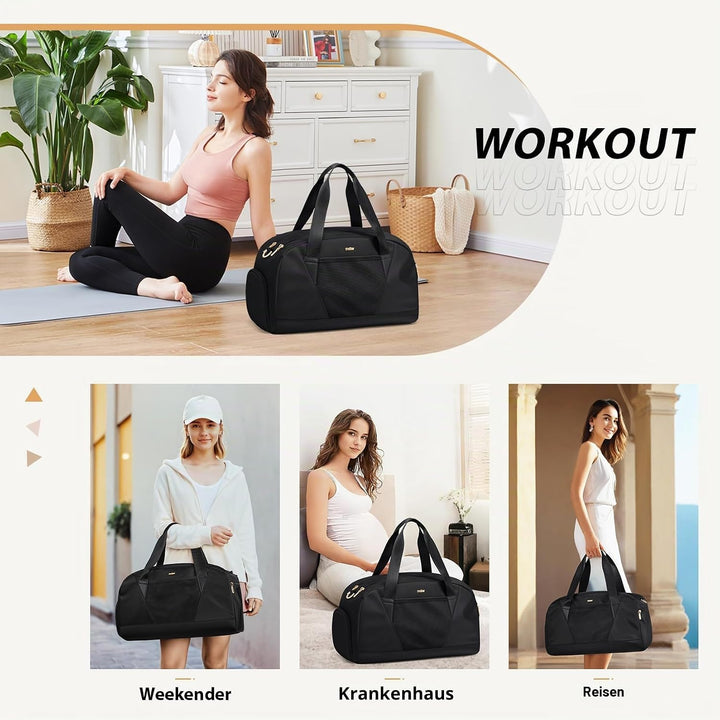 VNINE Reisetasche Sporttasche Damen，Leichte Handgepäck Tasche Weekender Bag Schwimmtasche Wasserdich