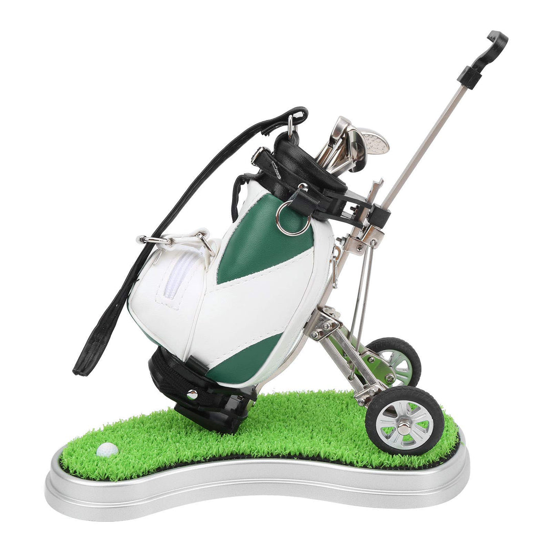 Desktop Golf Bag, Golf Pen Bag Holder Desktop Golf Pen Set mit 3 Kugelschreibern und Mini Bag Alloy