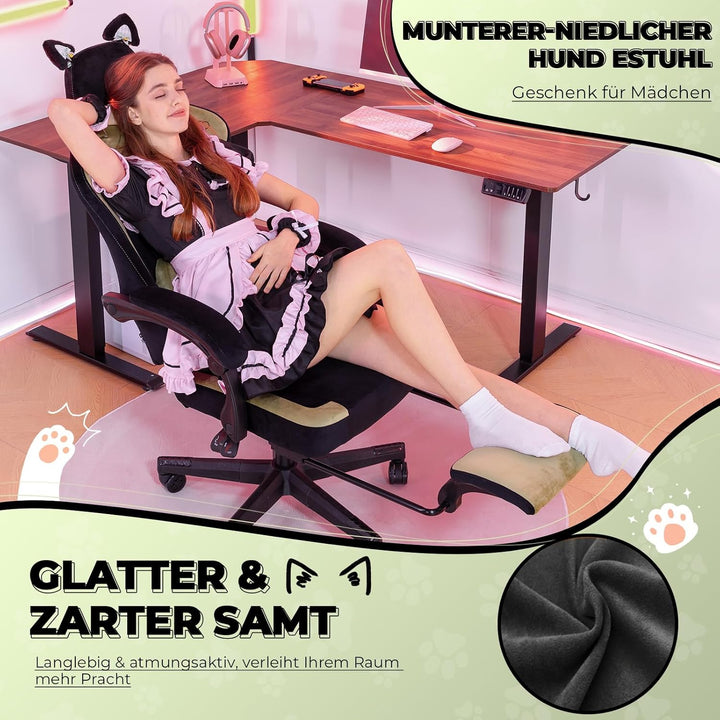 GTPLAYER Niedlicher Gaming Stuhl mit Samtstoff, Gaming Chair, ergonomischer Bürostuhl Gamer Stuhl mi