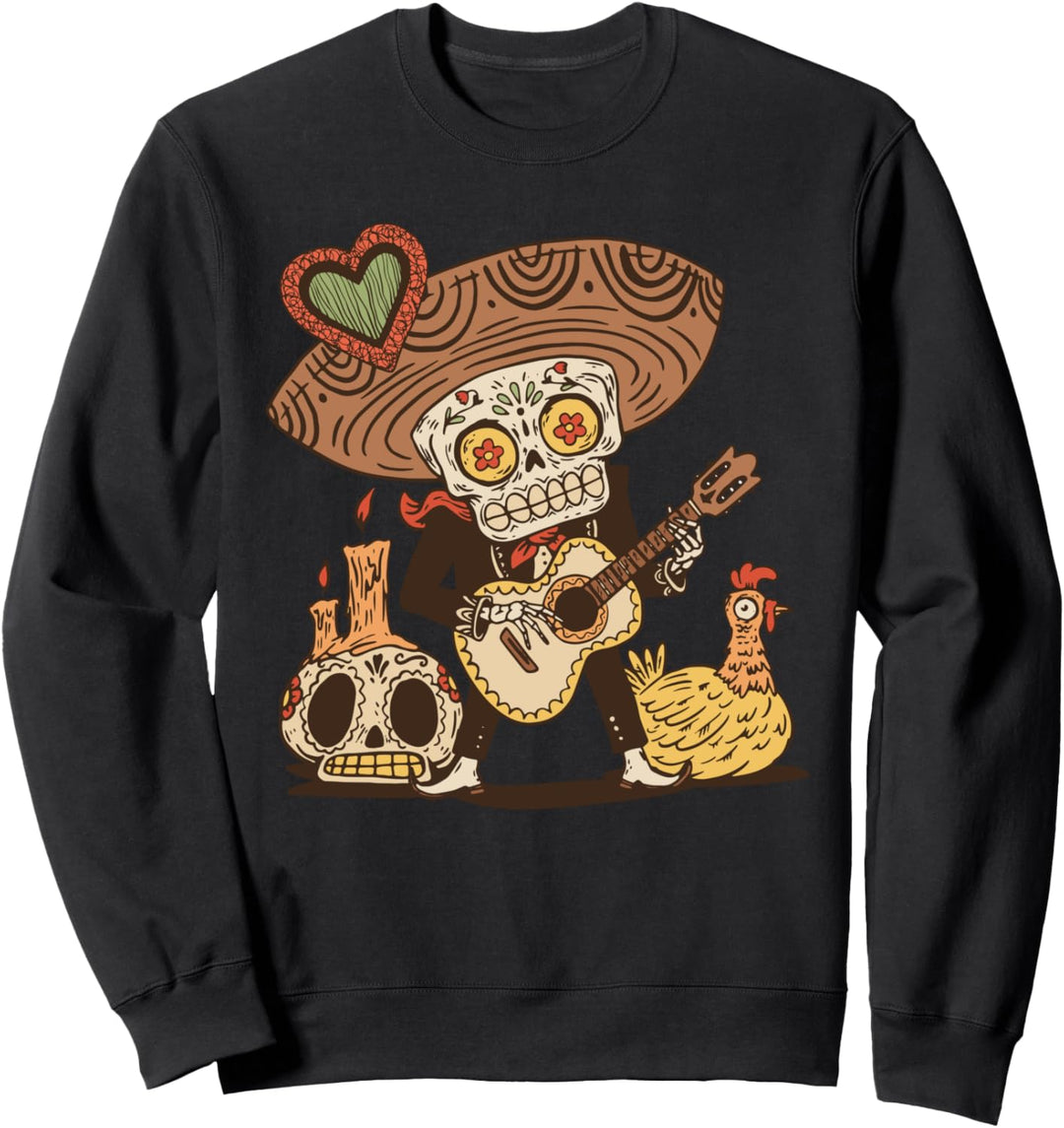 Day of the Dead Huhn Skull Celebrate Dia De Los Muertos Sweatshirt