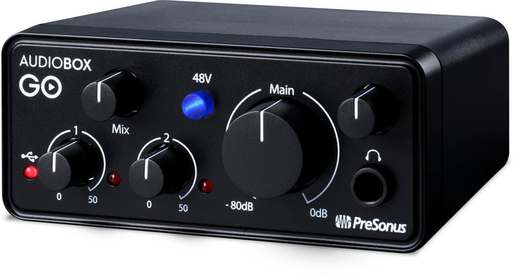 PreSonus AudioBox GO, USB C Audio-Interface für die Musikproduktion inklusive Aufnahmesoftware (DAW)
