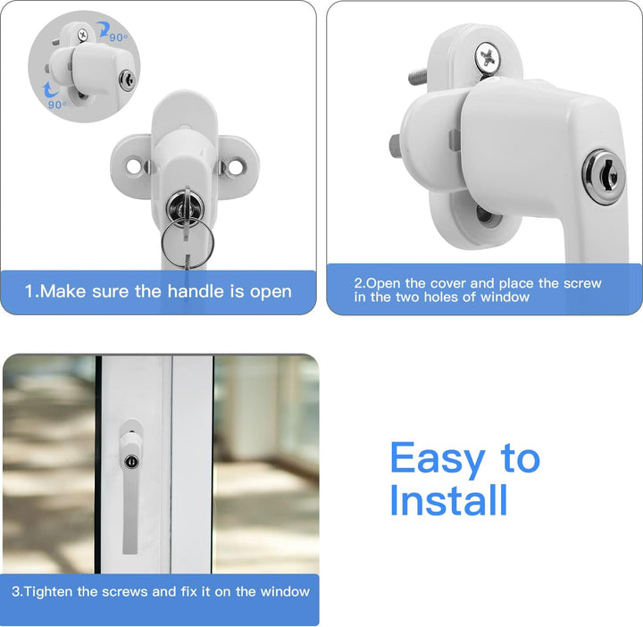 Sonnewelt 8X Abschliessbar Sicherheitsfenstergriff, Fenstergriff Aluminium, kindersicherung mit Schl